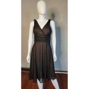 Connected Women's Black Cocktail Dress - Sheer black over nude bodice/ liner - S